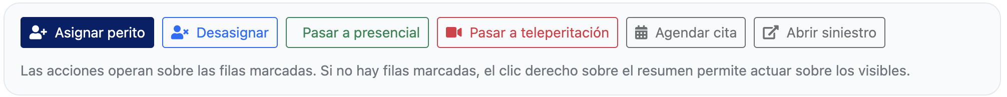 Acciones de asignación de encargos