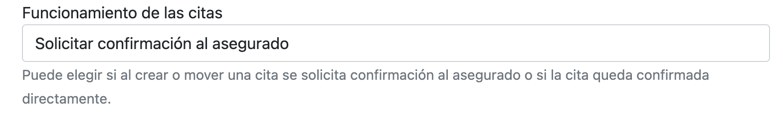 Configuración de confirmación