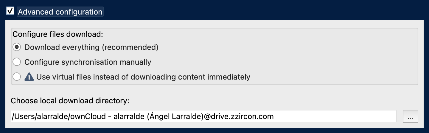 Owncloud configuración opciones avanzadas